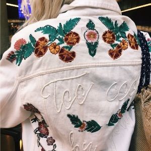 ZARA Collection Embroidered Beaded Patchwork Denim Jacket